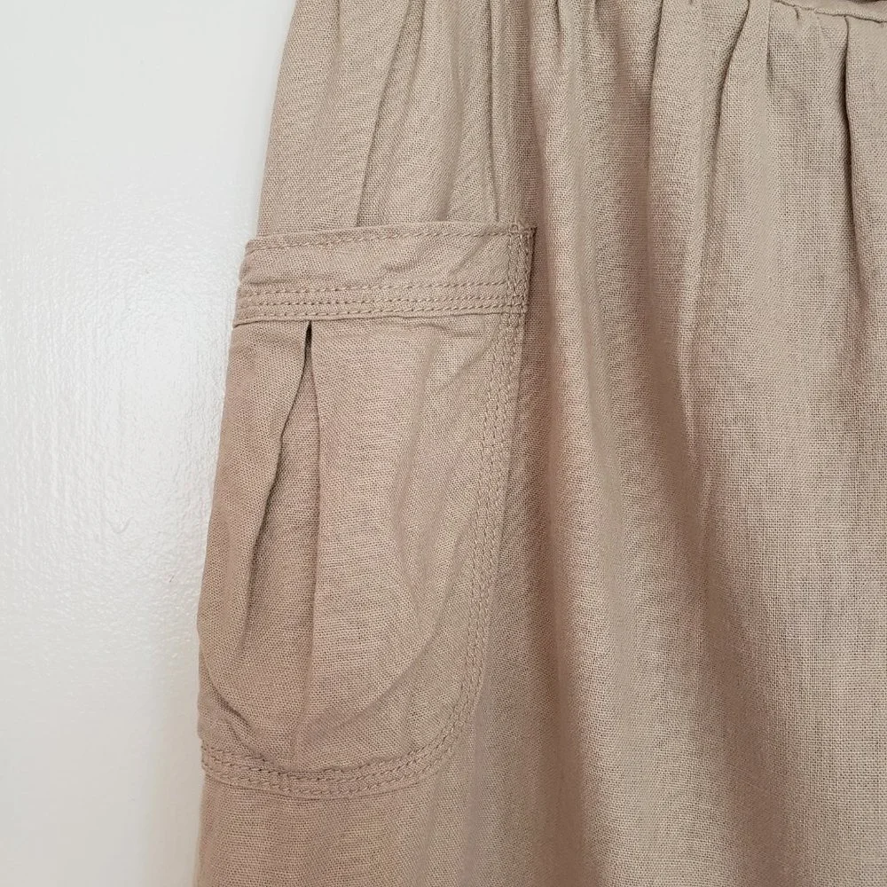 Old Navy Linen Blend Skirt Khaki Elastic Waist M